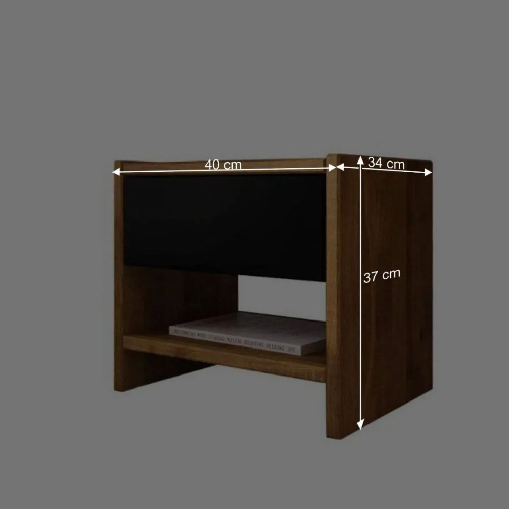 Wohnen Schwarze Möbel|Naturholzmöbel*210cm Holzbett & Nachttische - Olbysca (dreiteilig)