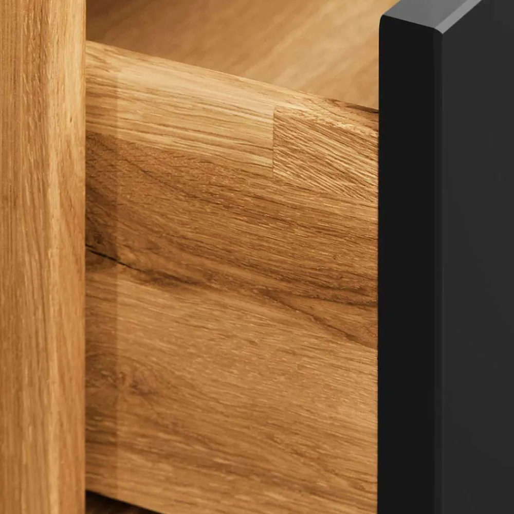 Wohnen Schwarze Möbel|Naturholzmöbel*210cm Holzbett & Nachttische - Olbysca (dreiteilig)