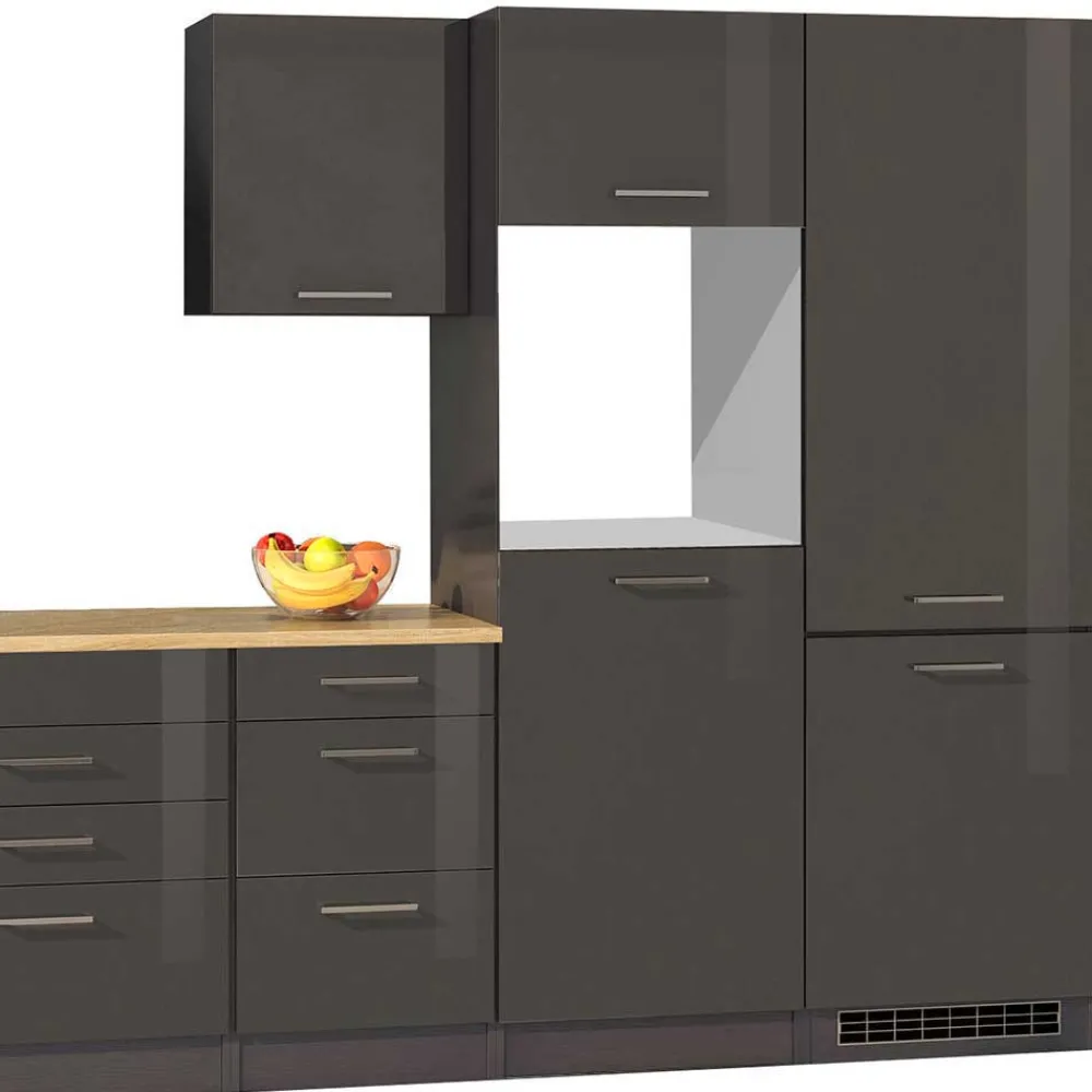 Wohnen 360cm Küchenzeile Leerblock in Grau - Bozenia (achtteilig)