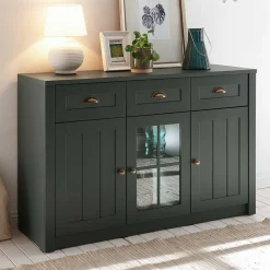 Wohnen Landhausmöbel|Küchenschränke*130cm Landhaus Sideboard in Dunkelgrün - Niestov
