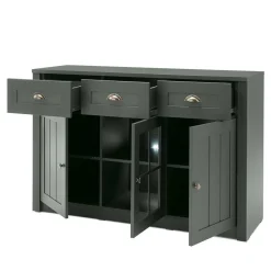 Wohnen Landhausmöbel|Küchenschränke*130cm Landhaus Sideboard in Dunkelgrün - Niestov