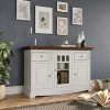 Wohnen Landhausmöbel|Sideboards*130cm Landhauskommode mit Glaseinsatz - Manipur
