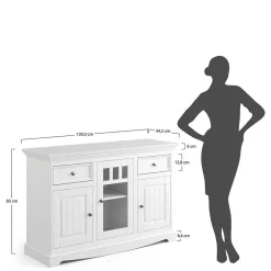 Wohnen Landhausmöbel|Sideboards*130cm Landhauskommode mit Glaseinsatz - Manipur