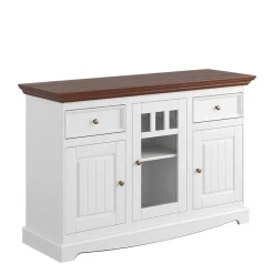 Wohnen Landhausmöbel|Sideboards*130cm Landhauskommode mit Glaseinsatz - Manipur