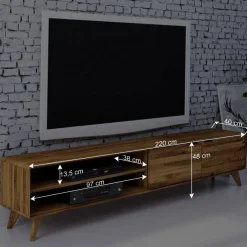 Wohnen Tv & Hifi-Möbel|Tv & Hifi-Möbel*220cm lange TV Kommode aus Wildeiche - Eavy