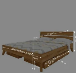 Wohnen 210cm langes Stauraumbett aus Wildeiche - Eavy