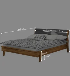 Wohnen Retro Möbel*220cm langes Wildeiche Bett im Retrostil - Hardus
