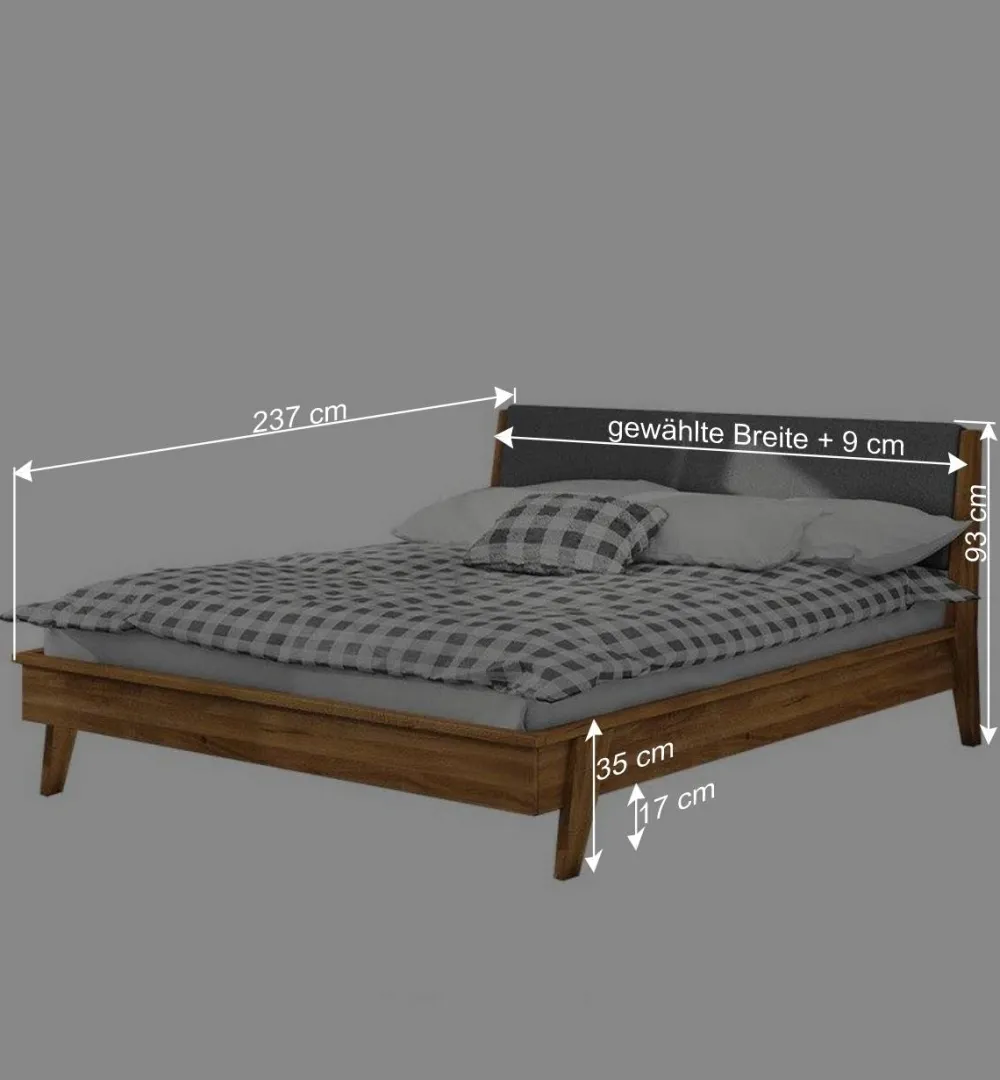 Wohnen Retro Möbel*220cm langes Wildeiche Bett im Retrostil - Hardus