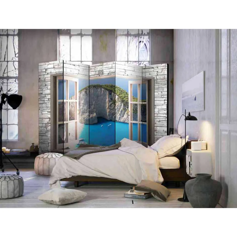 Wohnen 225cm Paravent Mauerwand mit Fenster - Gosca