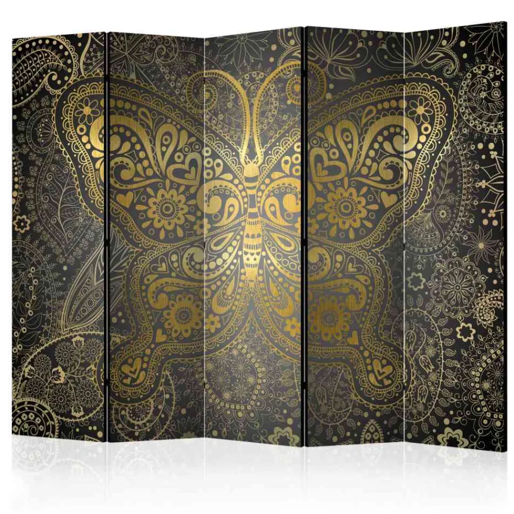 Wohnen Wohnzimmer-Regale|Boho Style Möbel*225cm Paravent Schmetterling & Ornamente - Laipur