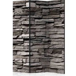 Wohnen 135cm Paravent Steinwand in Grau - Rambano