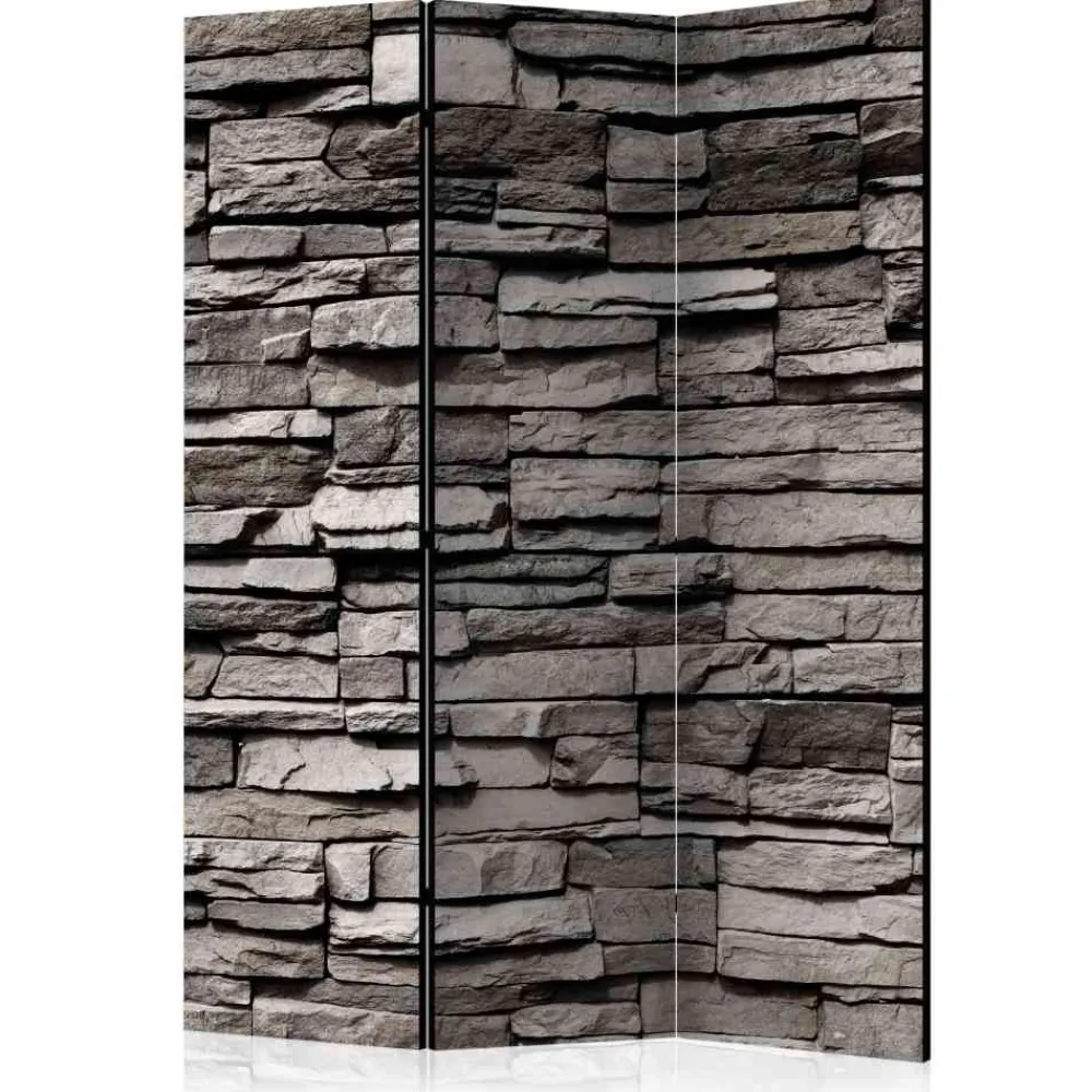 Wohnen 135cm Paravent Steinwand in Grau - Rambano