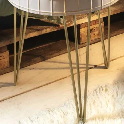 Wohnen Designermöbel*51cm runder Beistelltisch mit Spiegelglas - Safira