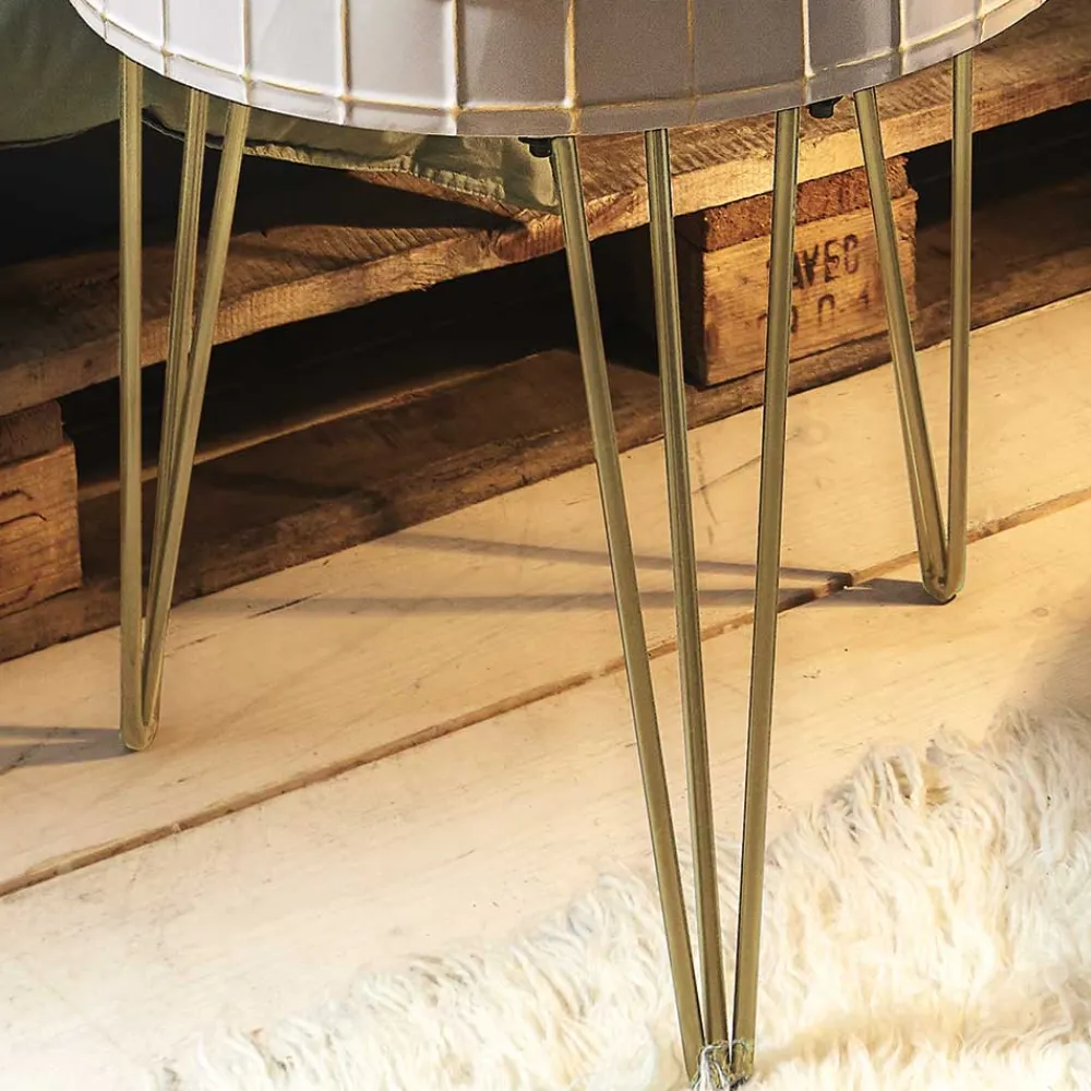 Wohnen Designermöbel*51cm runder Beistelltisch mit Spiegelglas - Safira