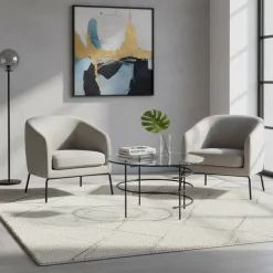 Wohnen 60cm runder Couchtisch mit Glasplatte - Prakto