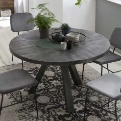 Wohnen 120cm runder Holz Esstisch in Grey Wash - Nicoletta