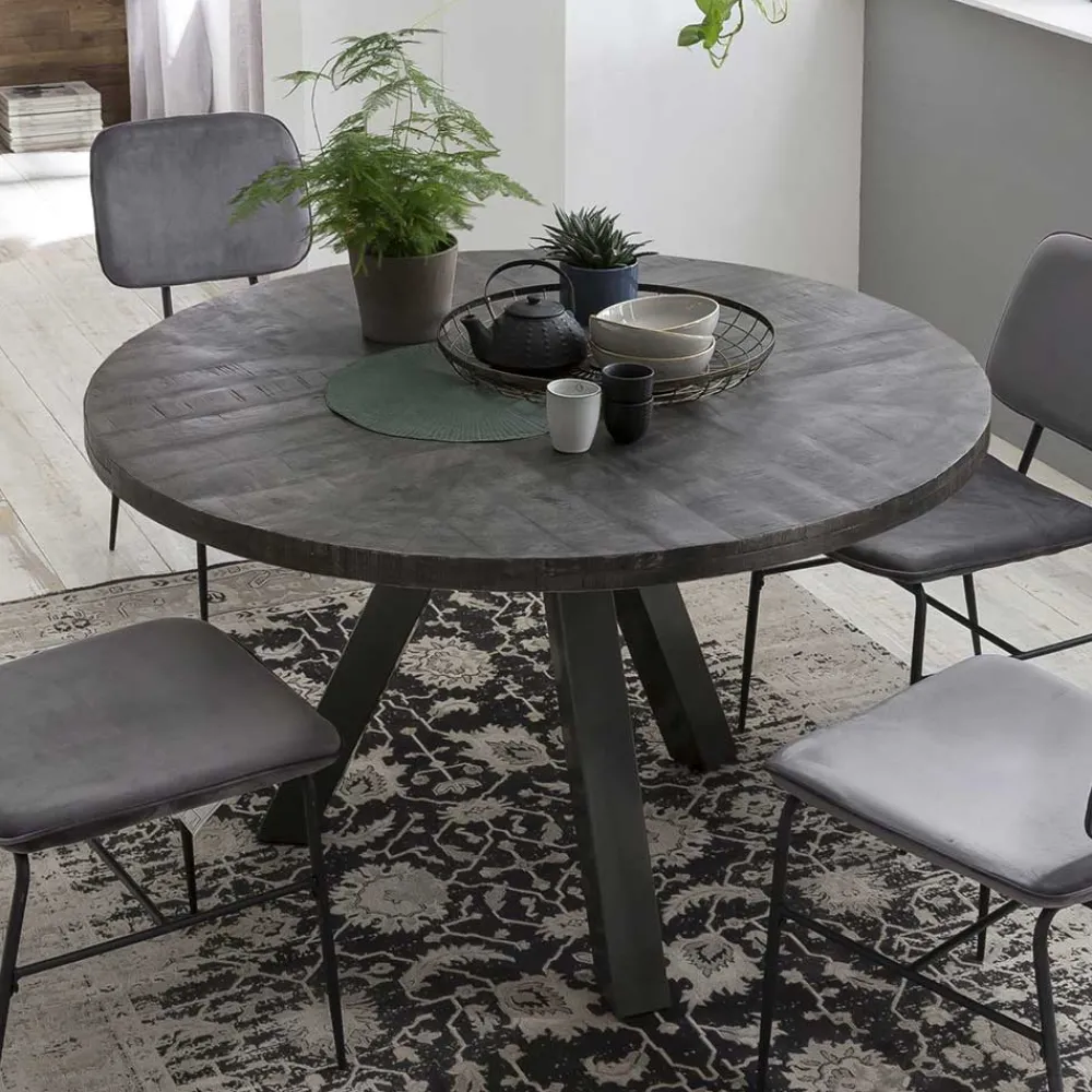 Wohnen 120cm runder Holz Esstisch in Grey Wash - Nicoletta