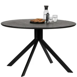 Wohnen Schwarze Möbel*120cm runder Küchentisch in Schwarz - Alberus