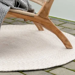 Wohnen Teppiche*120cm runder Outdoor-Teppich in Cremeweiß - Fleurs