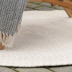 Wohnen Teppiche*120cm runder Outdoor-Teppich in Cremeweiß - Fleurs