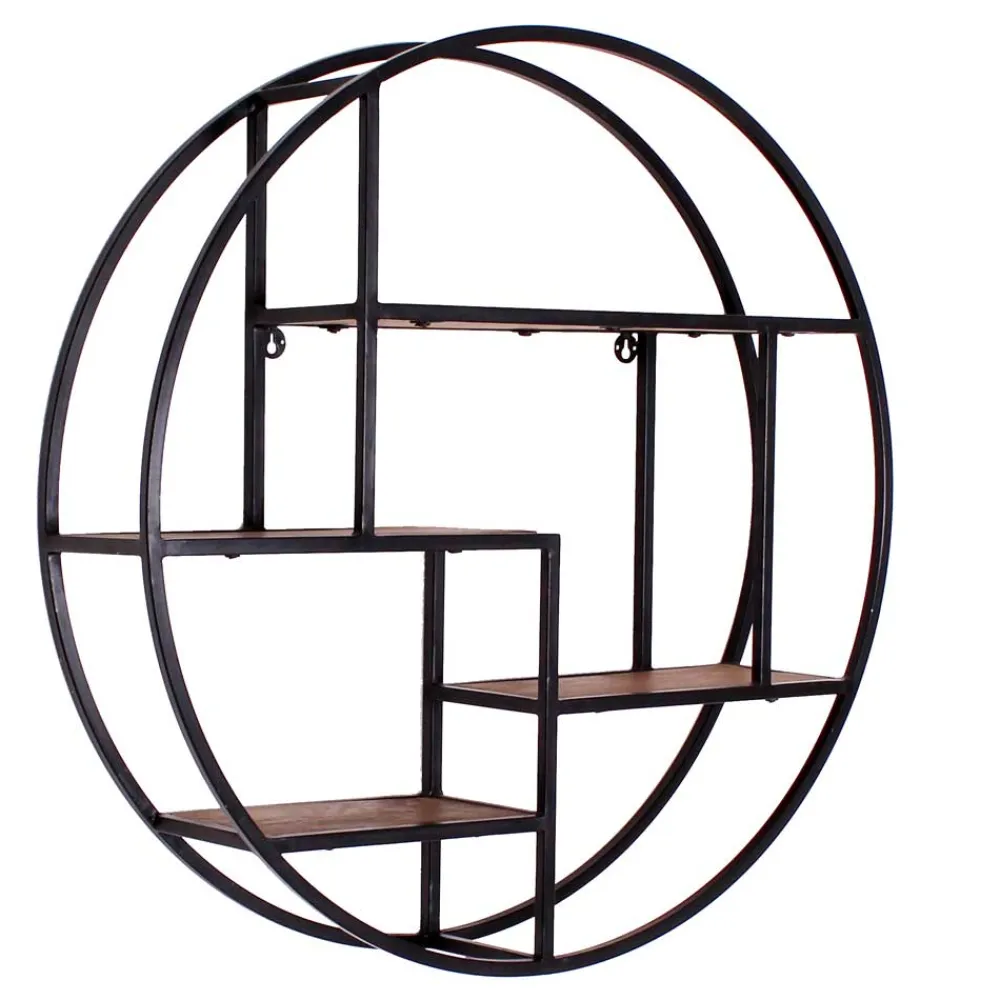 Wohnen Esszimmerregale|Regale*75cm rundes Hängeregal aus Metall & Holz - Mendoza
