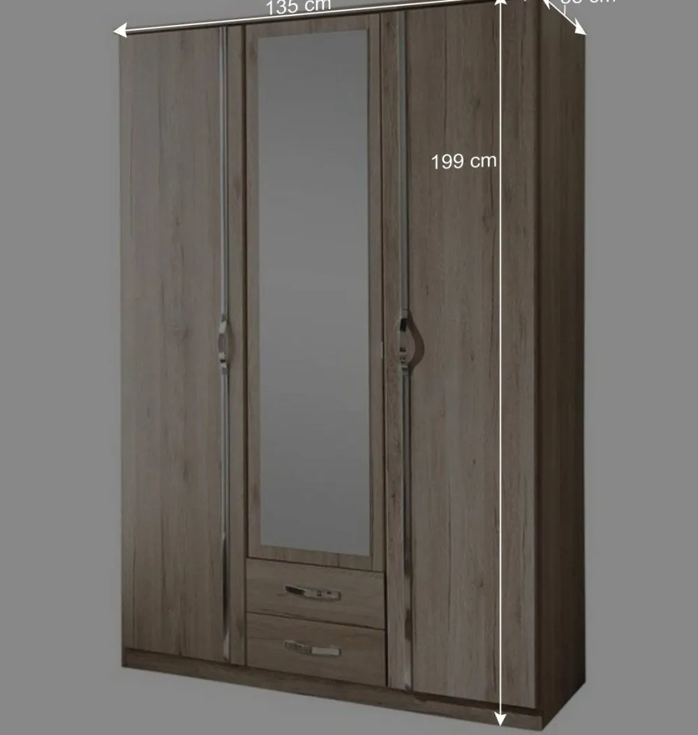 Wohnen 135cm Schlafzimmer Schrank in Eiche San Remo - Lagunara