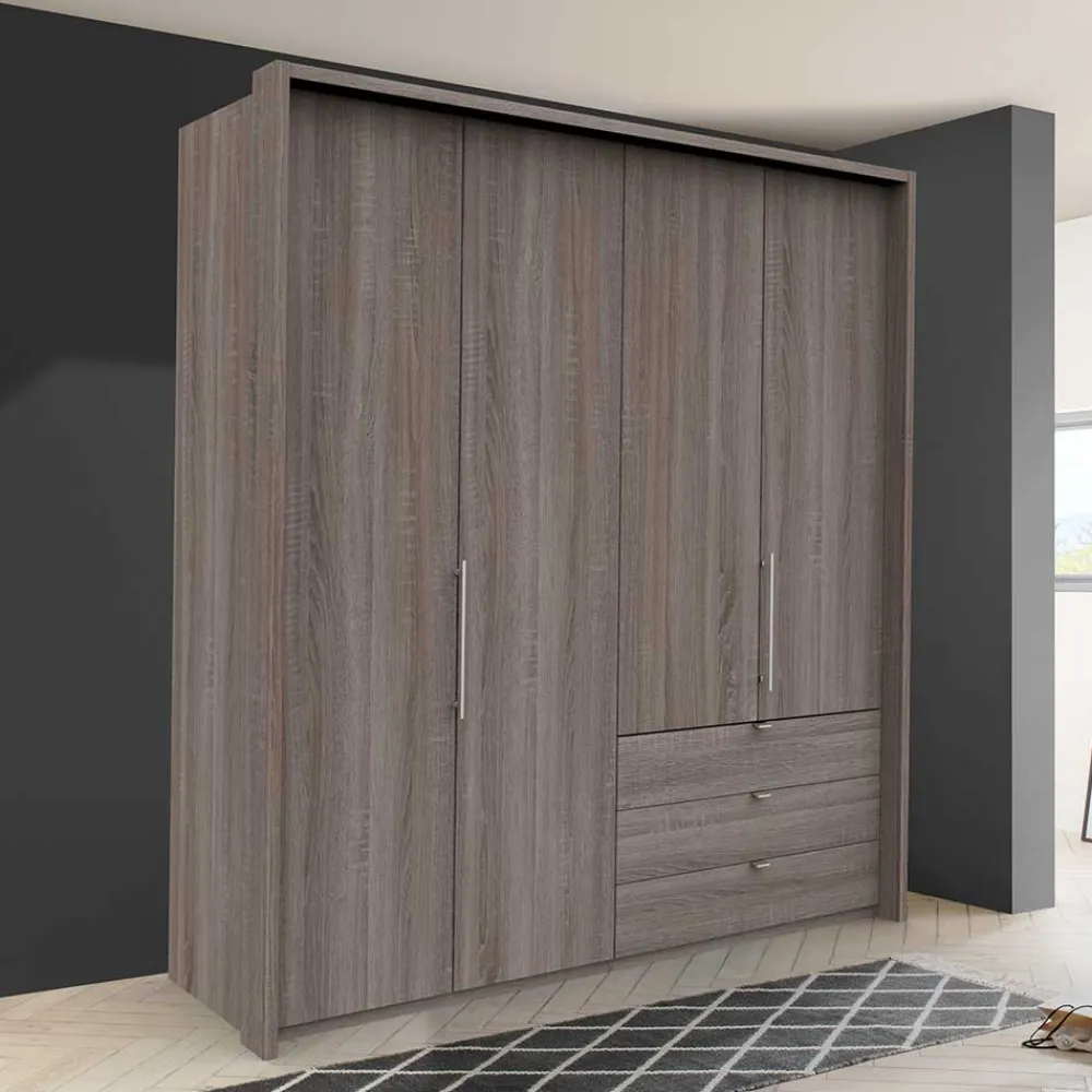 Wohnen 200cm Schlafzimmerschrank mit Folierung Holzoptik - Crenba