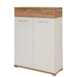 Wohnen Schuhschränke*89cm Schuh-Kommode in Weiß & Eiche - Vicanossa