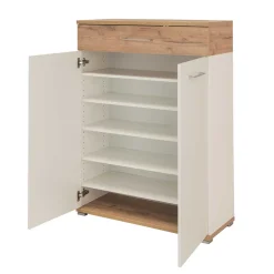 Wohnen Schuhschränke*89cm Schuh-Kommode in Weiß & Eiche - Vicanossa