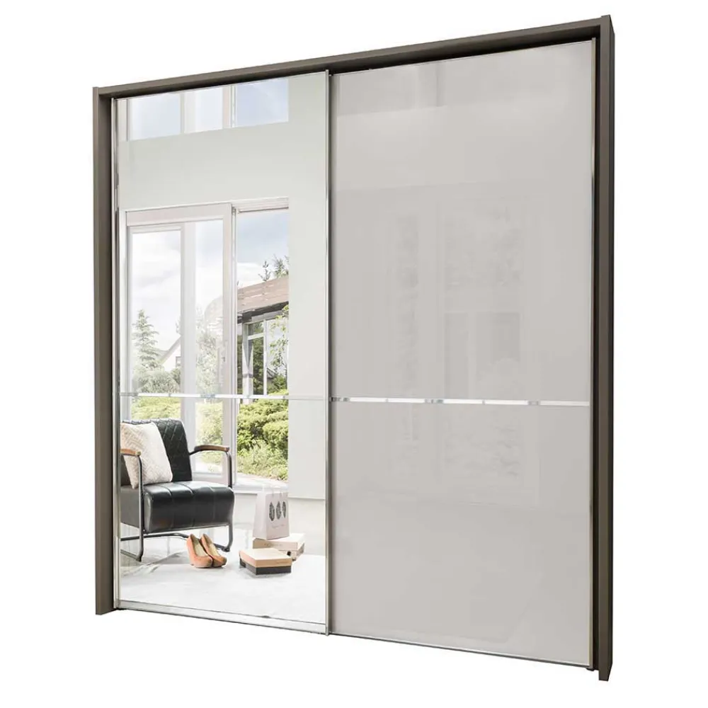 Wohnen Braune Möbel|Glasmöbel*150cm Schwebetürenschrank für Schlafzimmer - Grande