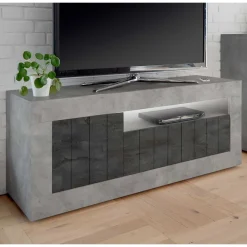 Wohnen 138cm TV Bank in Dunkelgrau & Beton Grau - Uxena