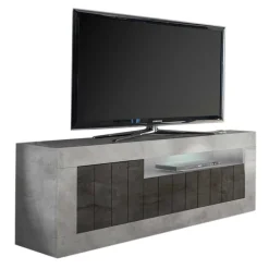 Wohnen 138cm TV Bank in Dunkelgrau & Beton Grau - Uxena