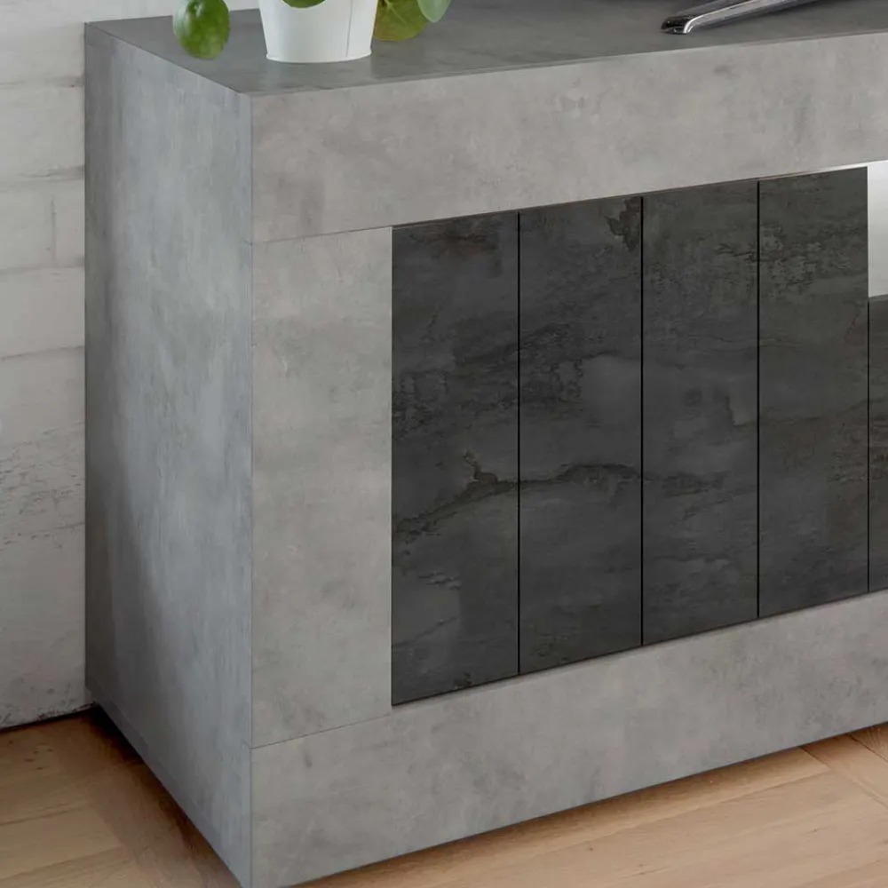 Wohnen 138cm TV Bank in Dunkelgrau & Beton Grau - Uxena