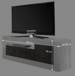 Wohnen 138cm TV Bank in Dunkelgrau & Beton Grau - Uxena