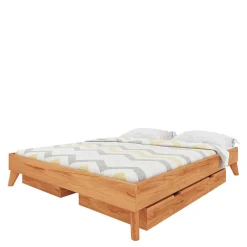 Wohnen Naturholzmöbel|Betten*190cm Unterlänge Doppelbett ohne Kopfteil - Junola II