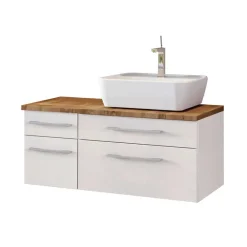 Wohnen Badezimmer Komplett*90cm Waschbecken Möbel Set in Weiß - Enwicos (dreiteilig)