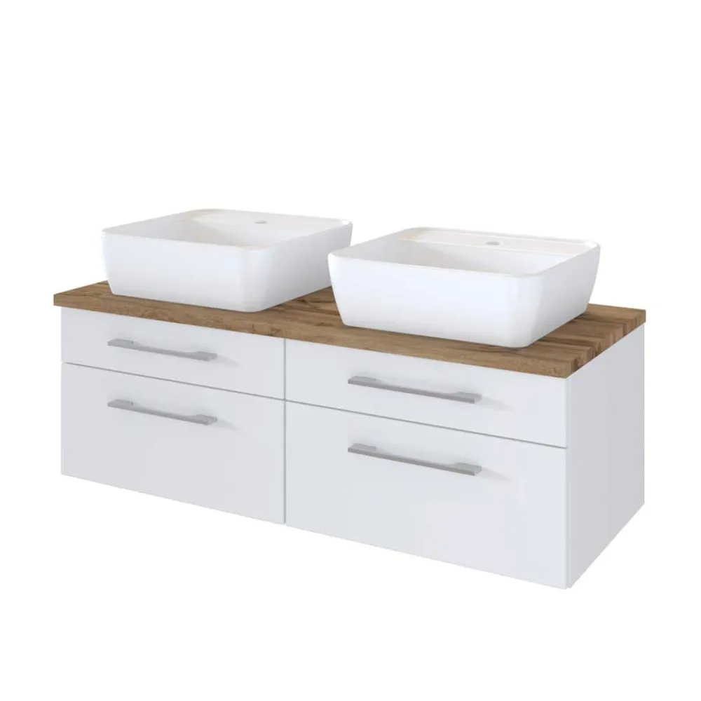 Wohnen 120cm Waschtisch für 2 Personen in Weiß - Enwicos