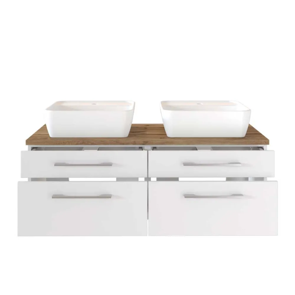 Wohnen 120cm Waschtisch für 2 Personen in Weiß - Enwicos