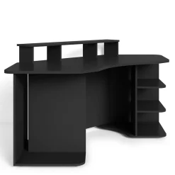 Wohnen Computertisch in Schwarz mit Aufsatz - Iscian