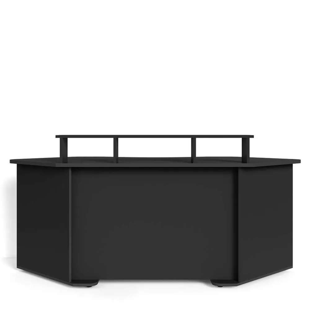 Wohnen Computertisch in Schwarz mit Aufsatz - Iscian