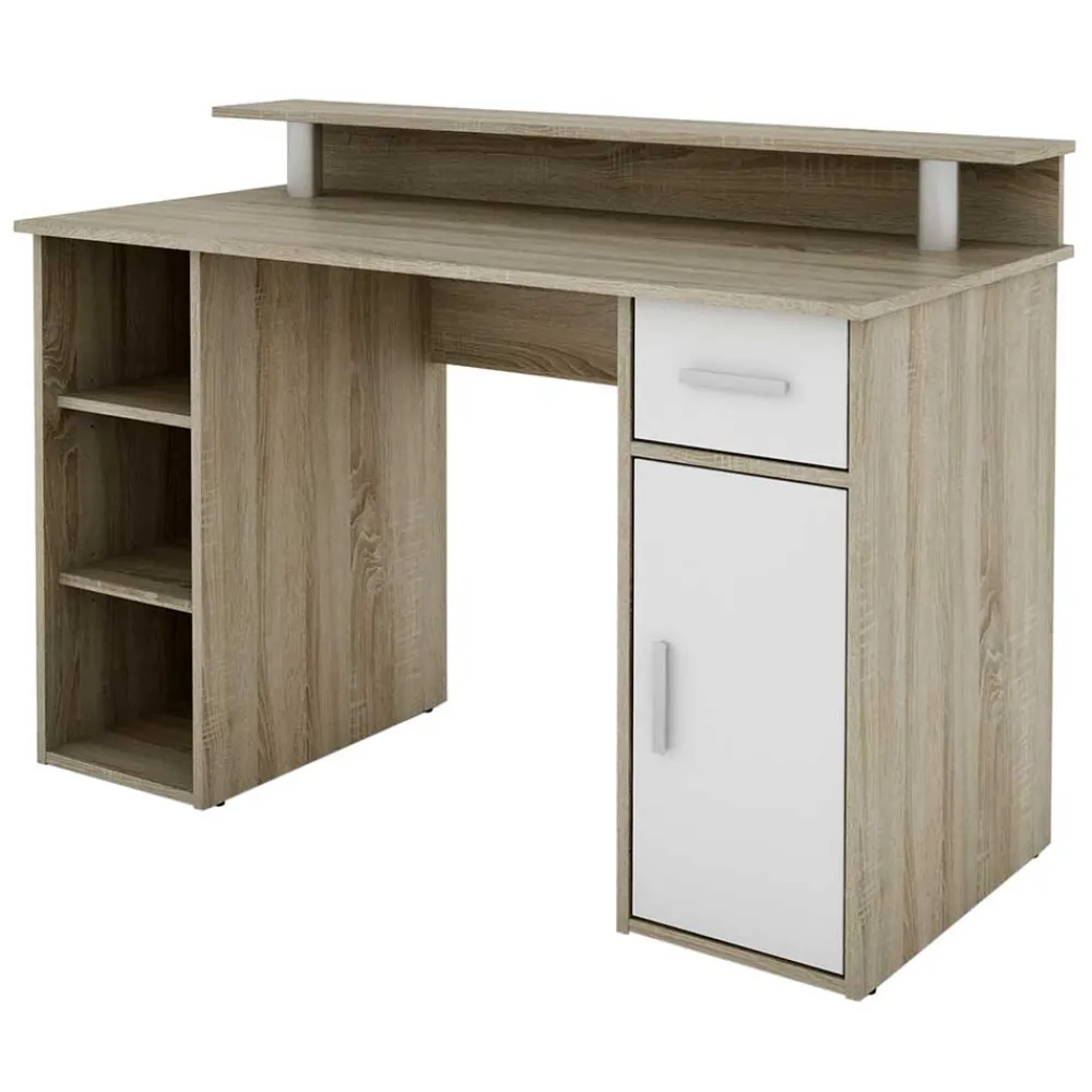 Wohnen Jugendzimmertische|Kinderschreibtische*Computertisch in Sonoma-Eiche und Weiß - Bojan