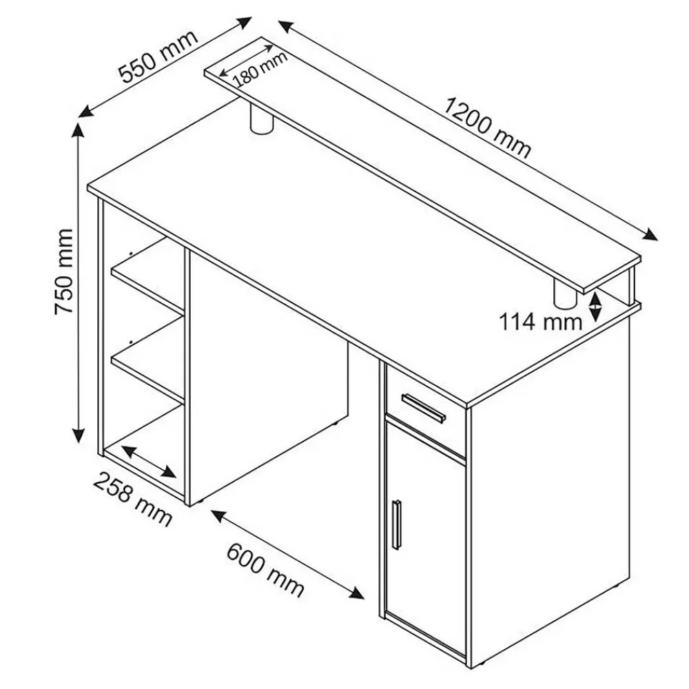 Wohnen Jugendzimmertische|Kinderschreibtische*Computertisch in Sonoma-Eiche und Weiß - Bojan