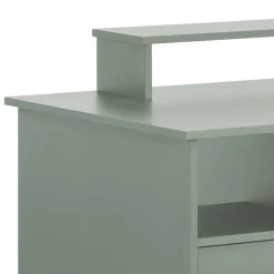 Kinder Wohnen Computertisch mit Aufsatz in Graugrün - Tageda