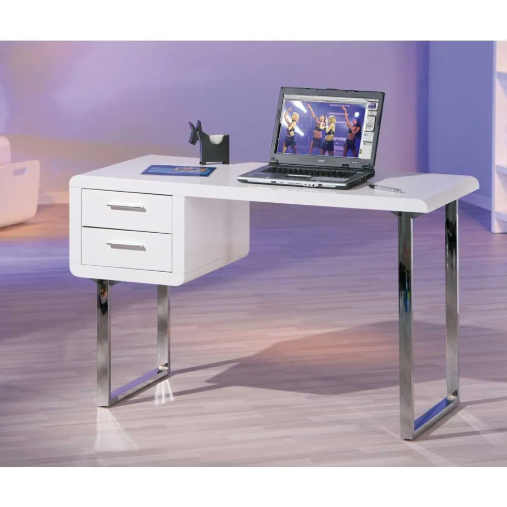 Wohnen Kinderschreibtische*Computertisch Point in Hochglanz Weiß