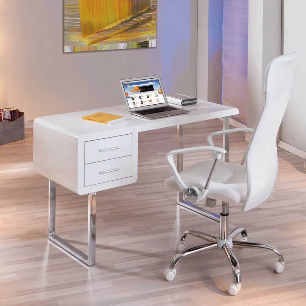 Wohnen Kinderschreibtische*Computertisch Point in Hochglanz Weiß