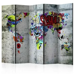 Kinder Wohnen Cooler Paravent Weltkarte & Graffiti - Pears