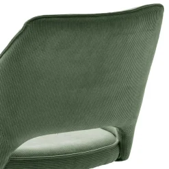 Wohnen Stühle|Retro Möbel*Cord Tischsessel in Oliv Grün - Emilio (2er Set)