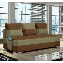 Wohnen Couchbett mit Federkern in Rostbraun und Beige - Jemayno
