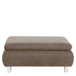 Wohnen Couchhocker in Beigegrau mit Chrom - Hayley