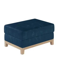 Wohnen Couchhocker in Dunkelblau Velours - Tadeuz